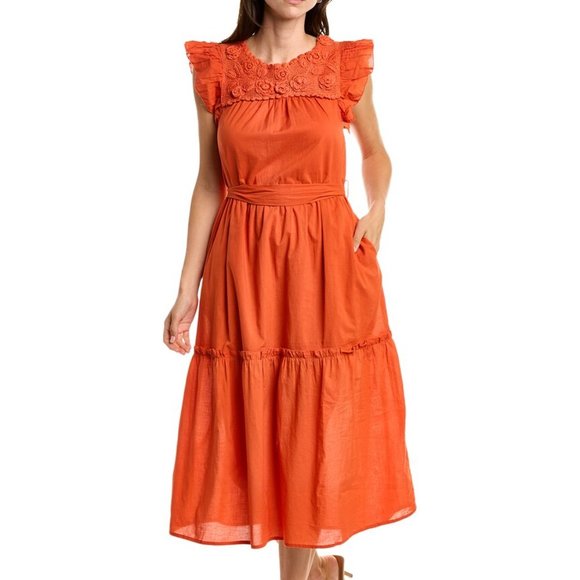 St. Roche Kite Dress in Burnt Orange Size 6 - Picture 2 of 13